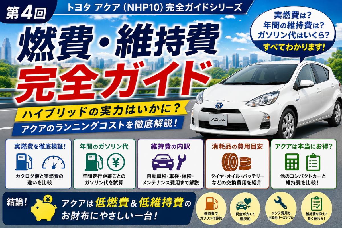 第4回「燃費・維持費完全ガイド」アクア（NHP10）の燃費・維持費完全 